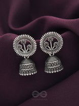 In Full Bloom- Oxidised Jhumka Earrings
