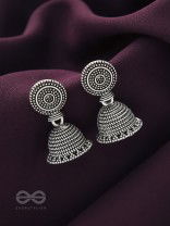 The Spotted Sun- Oxidised Jhumka Earrings
