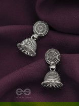 The Spotted Sun- Oxidised Jhumka Earrings