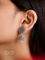 The Spotted Sun- Oxidised Jhumka Earrings