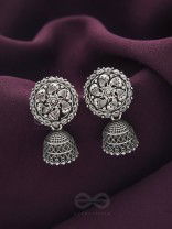 The Flower Nymph- Oxidised Jhumka Earrings