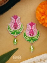 Ambuda- The Lotus Bud- Resham and Glass Drops Embroidered Earrings