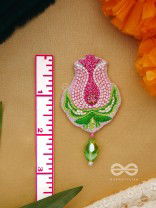 Ambuda- The Lotus Bud- Resham and Glass Drops Embroidered Earrings