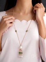 Jade N Ivory- Golden Embellished Necklace With Anti-Tarnish Coating 
