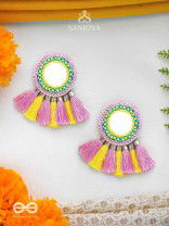 Aatapa - The Warm Sunrays - Mirror, Resham And Sequins Hand Embroidered Earrings