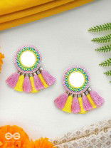 Aatapa - The Warm Sunrays - Mirror, Resham And Sequins Hand Embroidered Earrings