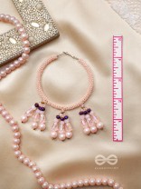 Sinivali- The Pink Moon- Pearls and Beads Embroidered Earrings