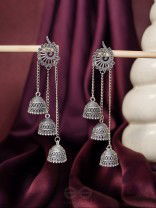 The Dusky Trinity- Oxidised Jhumka Earrings