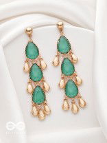 The Emerald Elegance- Golden Embellished Earrings