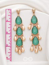 The Emerald Elegance- Golden Embellished Earrings