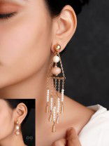 The Bermuda Triangle- Golden Embellished Earrings