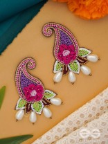 Aabharita- The Ornamented- Resham and Pearls Embroidered Earrings