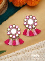 Khavari- The Dewdrops- Mirror and Resham Embroidered Earrings