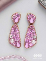 Manikya- The Pink Allure- Stones, Sequins and Beads Embroidered Earrings