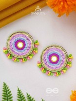 Dhriti- The Mythical Garden- Mirror, Resham and Sequins Embroidered Earrings