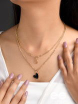 The Heart's Reflection- Golden Embellished Necklace With Anti-Tarnish Coating 