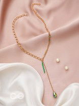 Drop In The Ocean- Golden Embellished Necklace With Anti-Tarnish Coating 