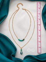 The Sea Of Emeralds- Golden Embellished Necklace With Anti-Tarnish Coating