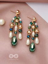 The Ever'green' Beauty- Golden Embellished Earrings