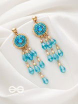 The Elixir Rain- Golden Embellished Earrings