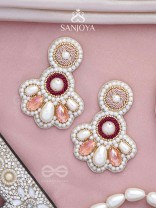 Aartava- The Blooming Flower- Pearl Drops and Glass Drops Embroidered Earrings