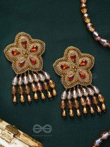Aarksha - The Stellar Beauty - Stones, Dabka And Glass Drops Hand Embroidered Earrings