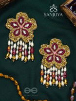 Samkrama- The Falling Stars- Stones and Beads Embroidered Earrings