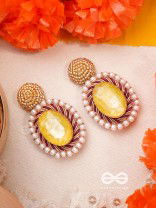 Kapisa - The Glorious Sun - Beads, Dabka And Stones Hand Embroidered Earrings