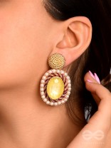 Kapisa - The Glorious Sun - Beads, Dabka And Stones Hand Embroidered Earrings