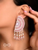 Suvana- The Pink Moon- Pearls and Stones Embroidered Earrings