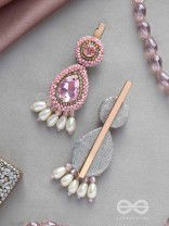 Aarakta- The Pink Beauty- Pearls and Stones Embroidered Hair Clips