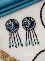 Velaam- The Sandy Beach- Stones and Glass Beads Embroidered Earrings