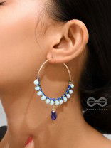 Half Moon Bay - Golden Embellished Earrings (Navy Blue)