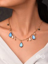 The Jade Oysters- Golden Embellished Necklace With Anti-Tarnish Coating 