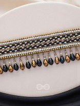 Nishakanta - The Beloved Of Night - Beads And Glass Drops Hand Embroidered Choker Neckpiece