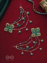 Vapraa - The Spring Garden - Beads, Stones And Resham Hand Embroidered Chain Earrings