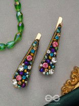 Vasnya- Exquisitely Precious- Stones, Glass Beads and Zari Embroidered Hair Clips