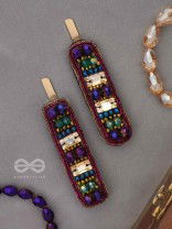 Amaanta- The Night Sky- Stones and Glass Beads Embroidered Hair Clips