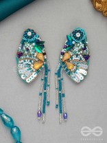 Chelashka- The Magnificent Moth- Stones, Sequins and Beads Embroidered Statement Earrings