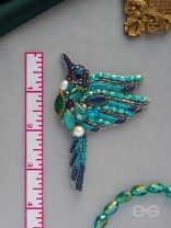 Abhraga - The Beautiful Bird - Stones, Dabka And Beads Hand Embroidered Statement Earrings