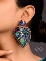 Samvartika- The Lotus Leaf- Stones, Sequins and Beads Embroidered Statement Earrings
