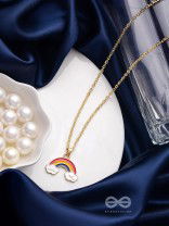 The Rainbow Colors- Golden Embellished Necklace With Anti-Tarnish Coating