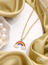 The Rainbow Colors- Golden Embellished Necklace With Anti-Tarnish Coating