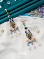 The Blue Lagoon- Golden Embellished Earrings