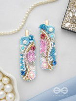 Velaam- Sea and Beach- Stones, Sequins and Beads Embroidered Hair Clips