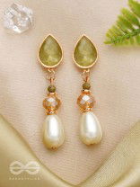 The Misty Leaf- Golden Embellished Earrings