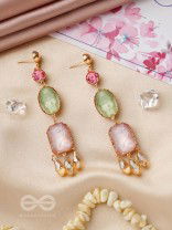 Thrice the Charm- Golden Embellished Earrings