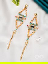 The Pyramid Reflection- Golden Embellished Earrings