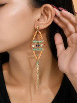 The Pyramid Reflection- Golden Embellished Earrings