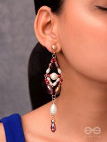 The Flower Swing- Golden Embellished Earrings